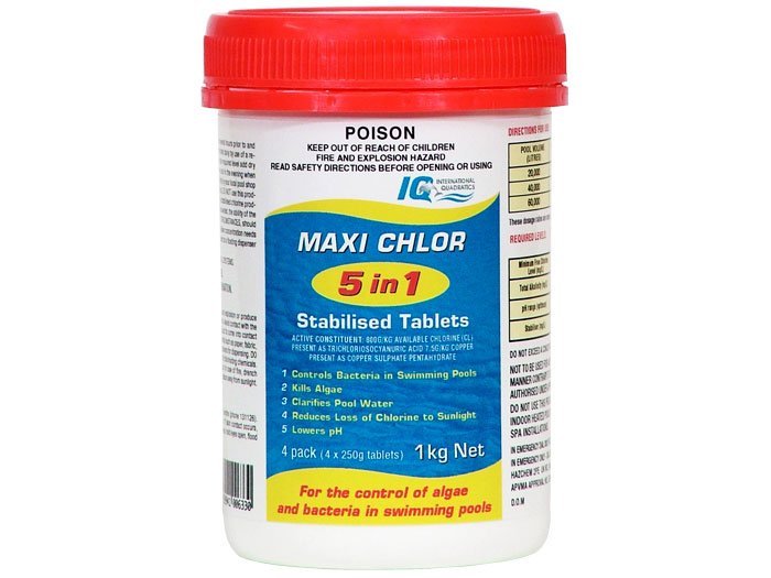 IQ Maxi Chlor 5 in 1 Stabilised Tablets 1kg - Pool Chemicals