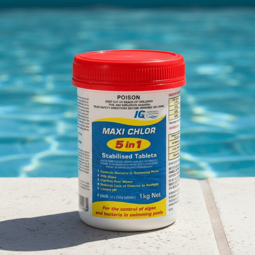 IQ Maxi Chlor 5 in 1 Stabilised Tablets 1kg - Pool Chemicals