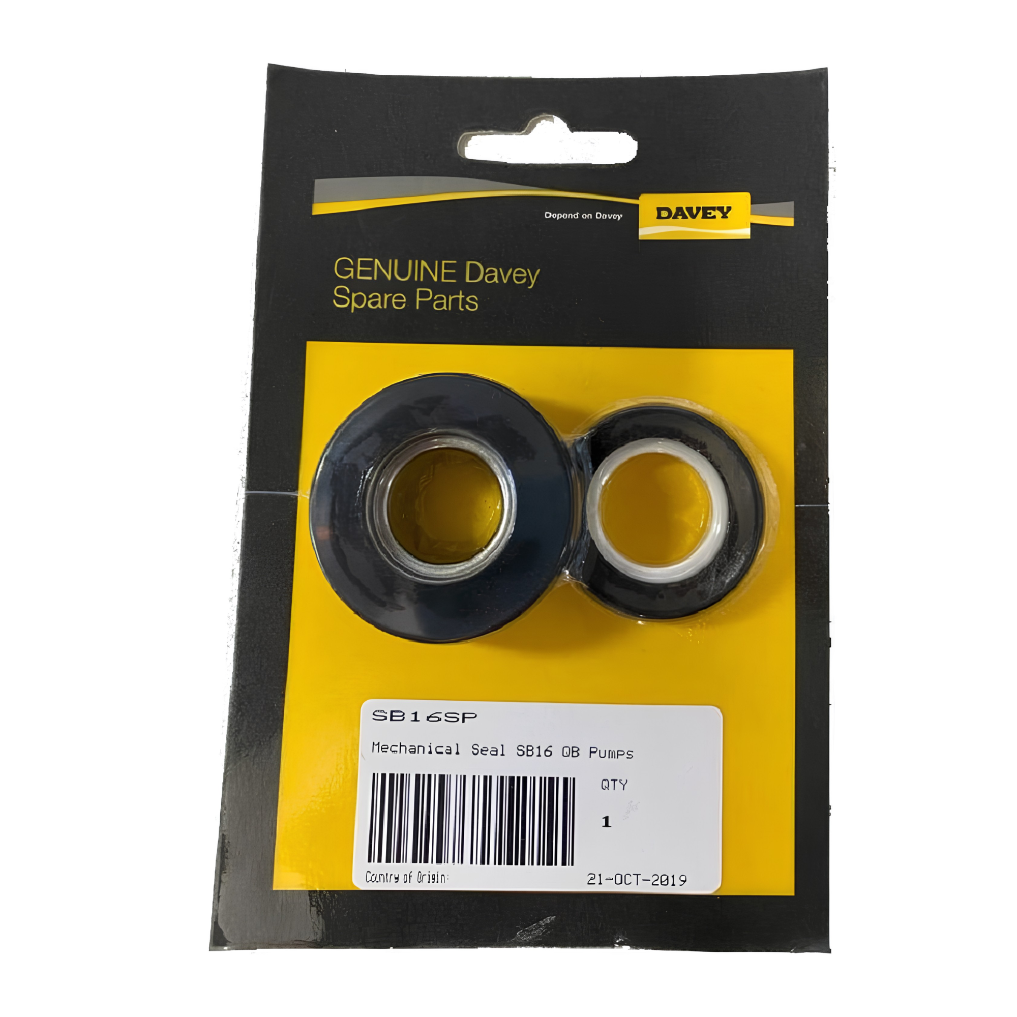 Packaged mechanical seals with Davey branding on a white background