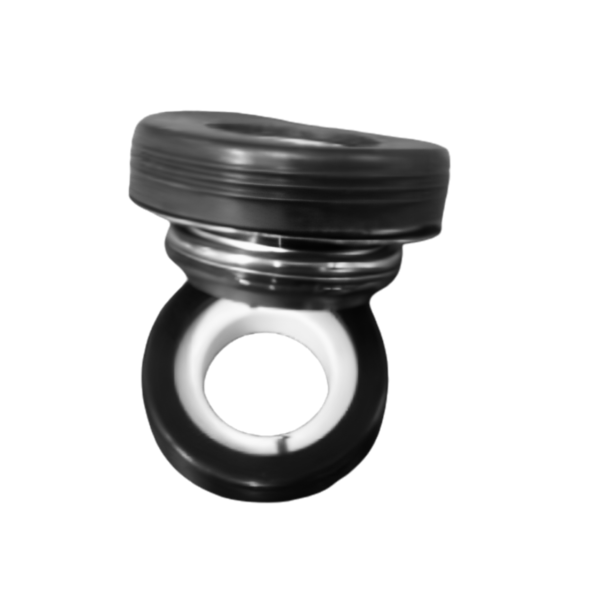 Black mechanical seal on white background