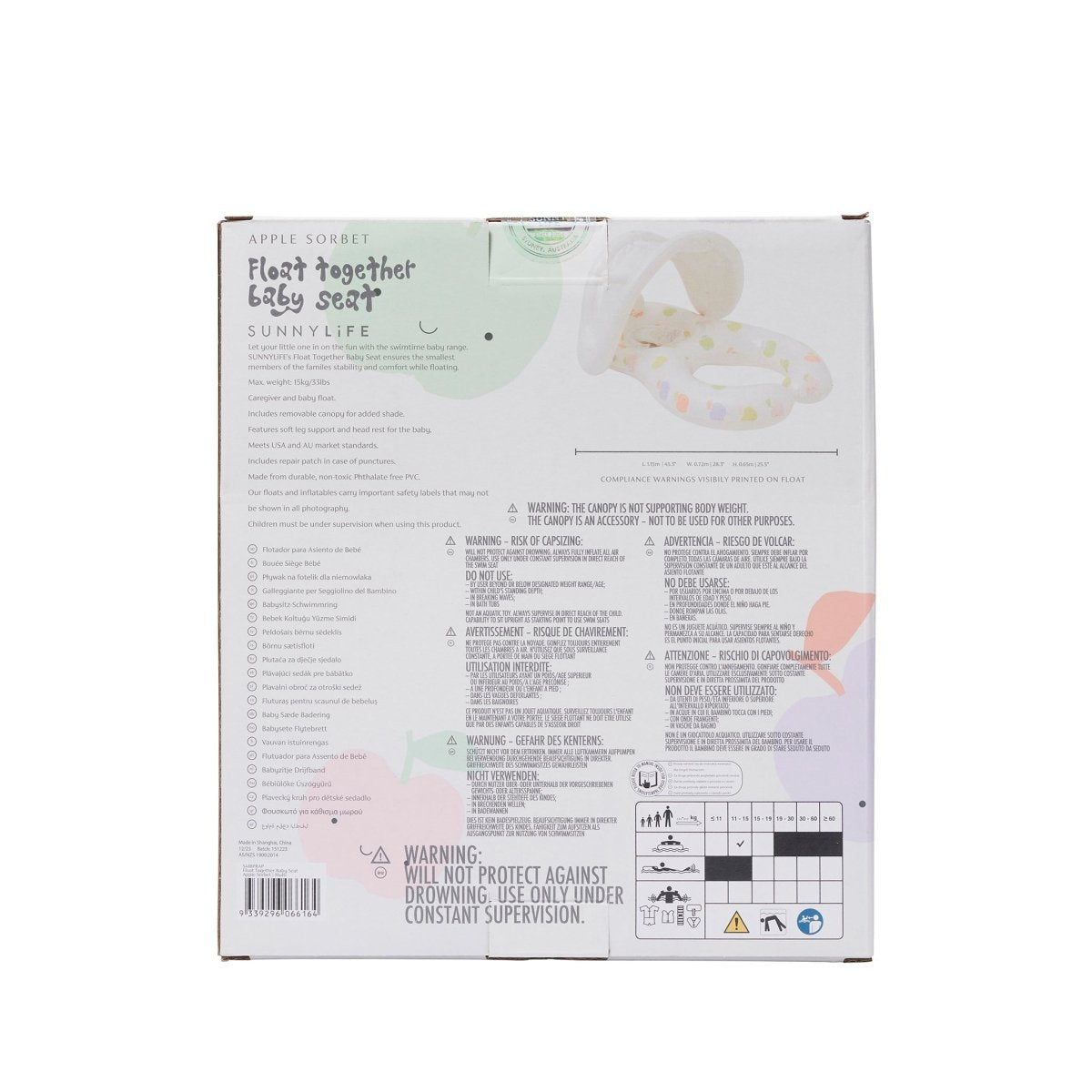 Sunnylife Float Together Baby Seat - Apple Sorbet - Kids Pool Floats