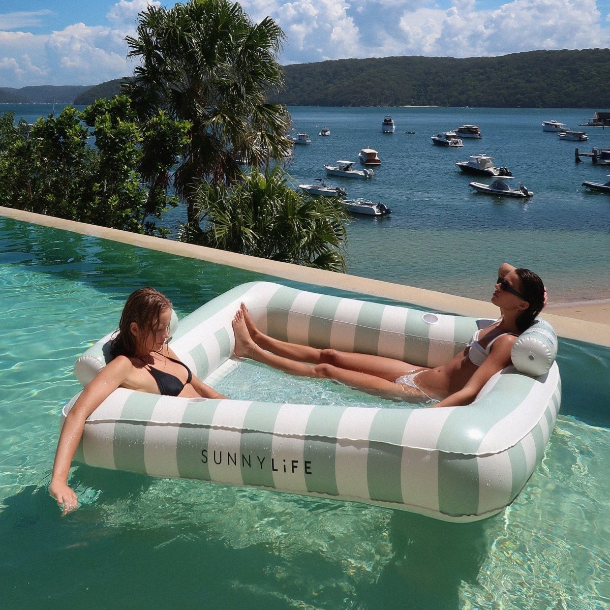 SUNNYLiFE Luxe Twin Hammock Float - The Vacay Soft Olive - Pool Floats