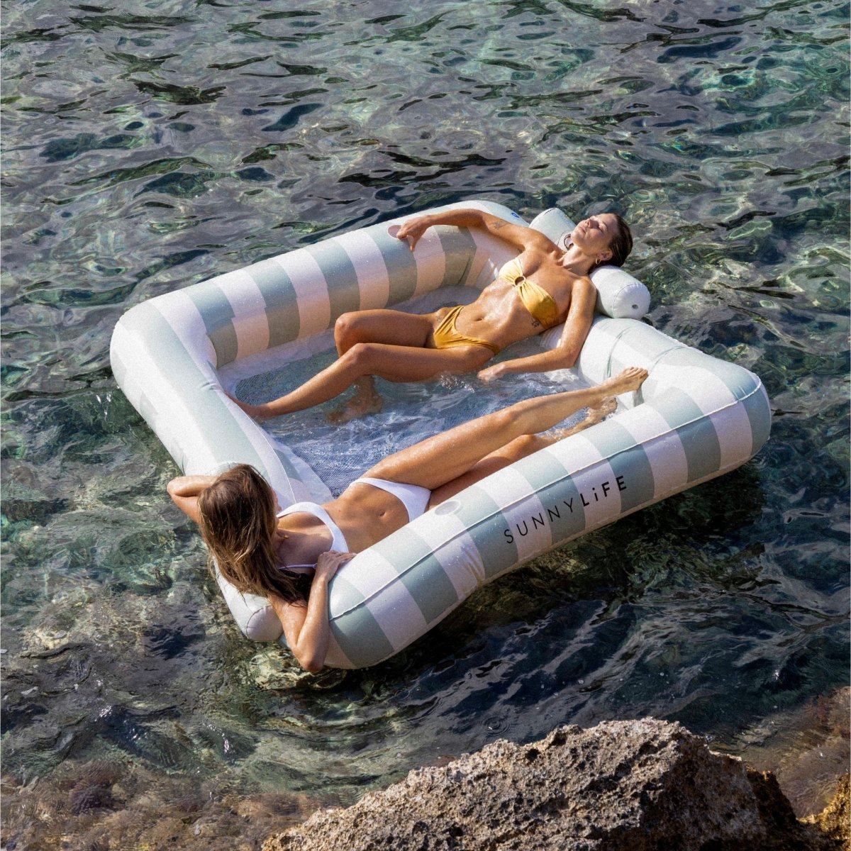 SUNNYLiFE Luxe Twin Hammock Float - The Vacay Soft Olive - Pool Floats