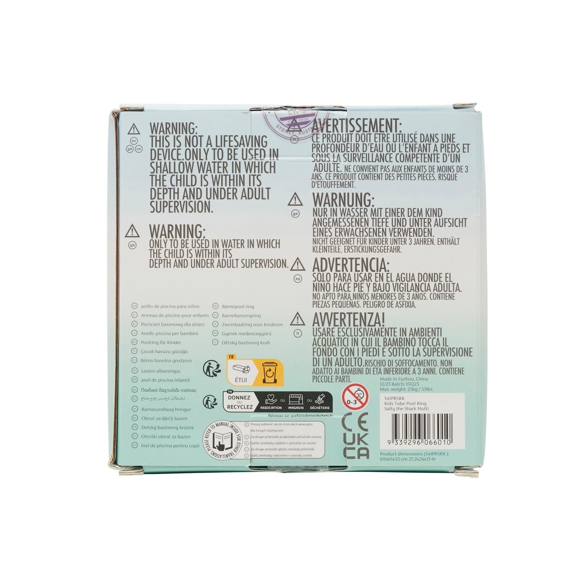 Sunnylife Kids Tube Pool Ring - Salty the Shark - Kids Pool Floats