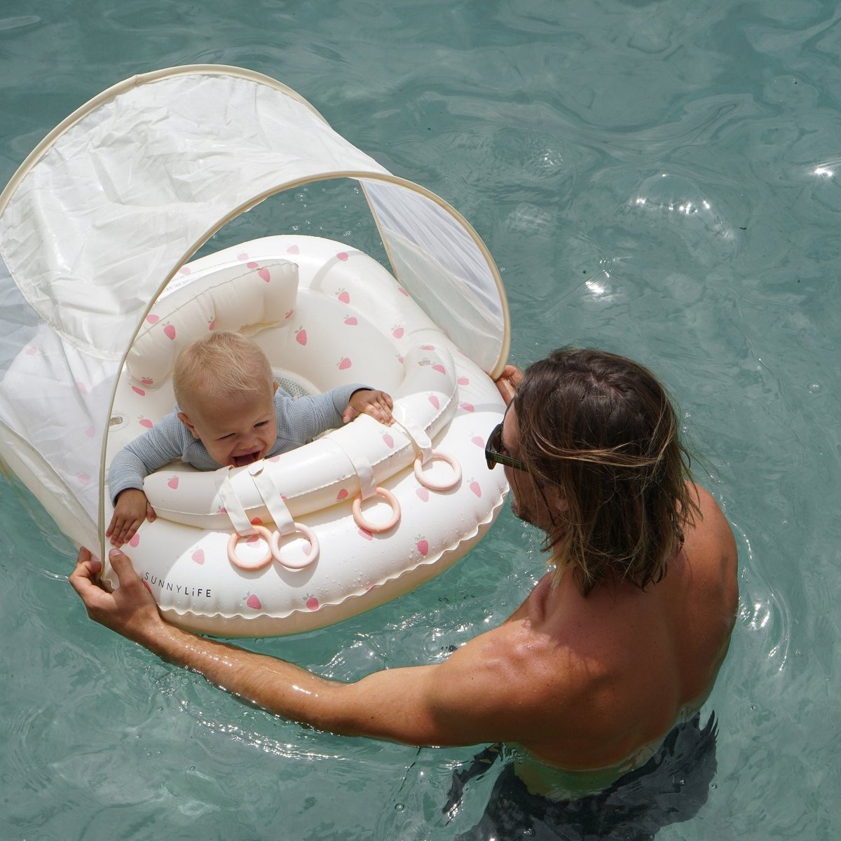 SUNNYLiFE Interactive Baby Float - Strawberry Sunshine - Kids Pool Floats