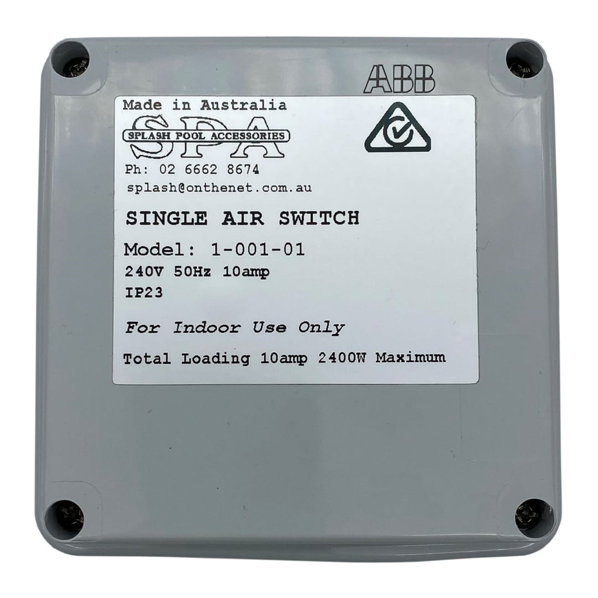 Single Outlet 10amp Air Switch Box - Air Switch Boxes