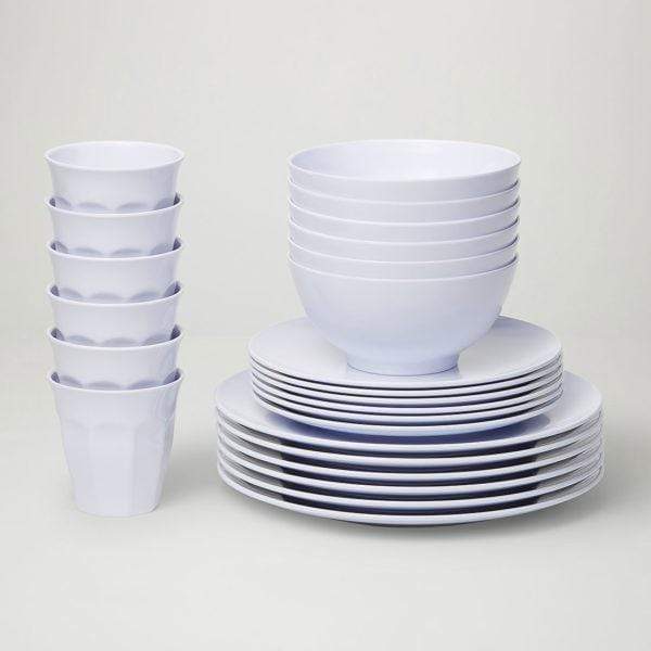 Classic Melamine Dinner Set (24 Piece) - White - Dining
