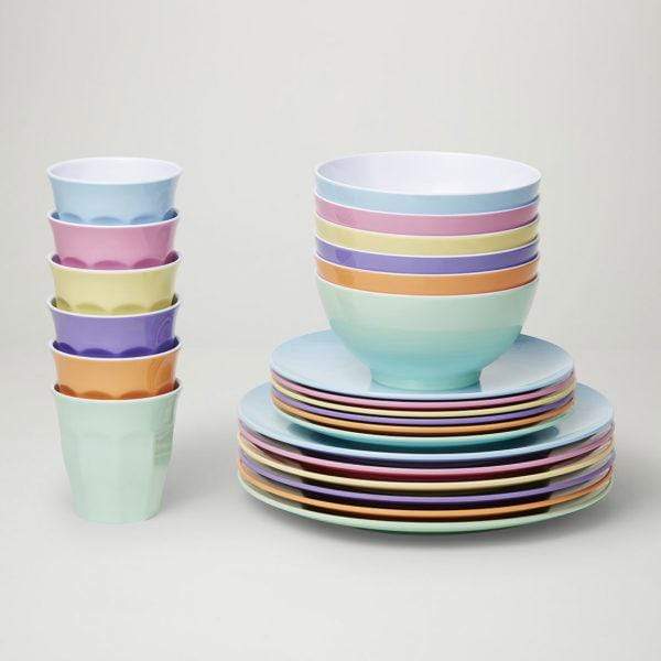 Classic Melamine Dinner Set (24 Piece) - Pastel ‘Dream’ - Laguna Lifestyle