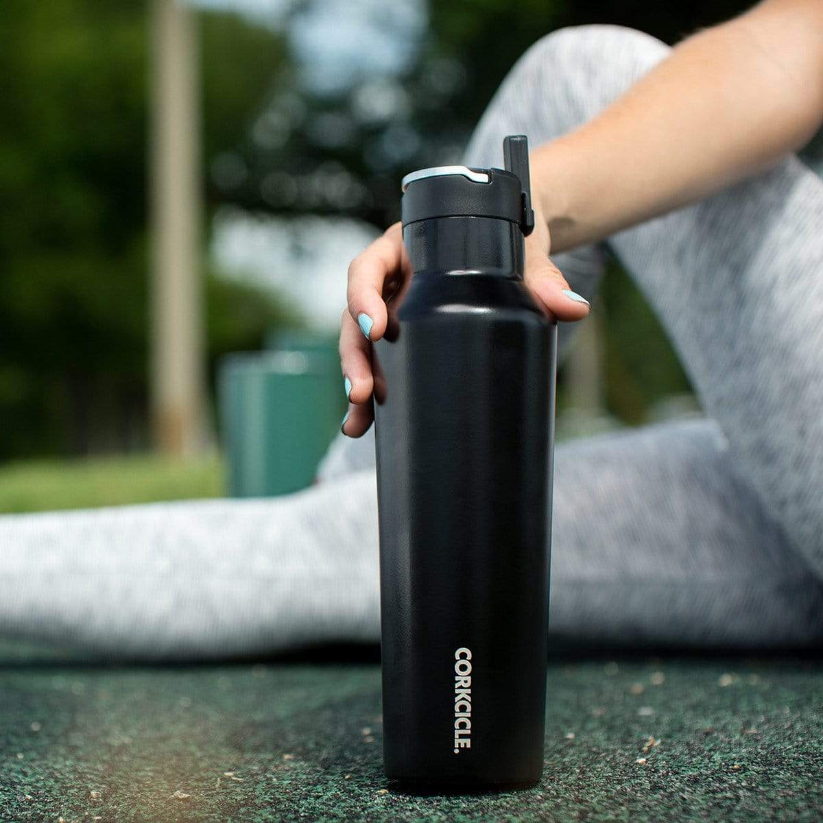 Sports Canteen Insulated Stainless Steel Bottle with Straw 600ml - Matt Black - Laguna Lifestyle