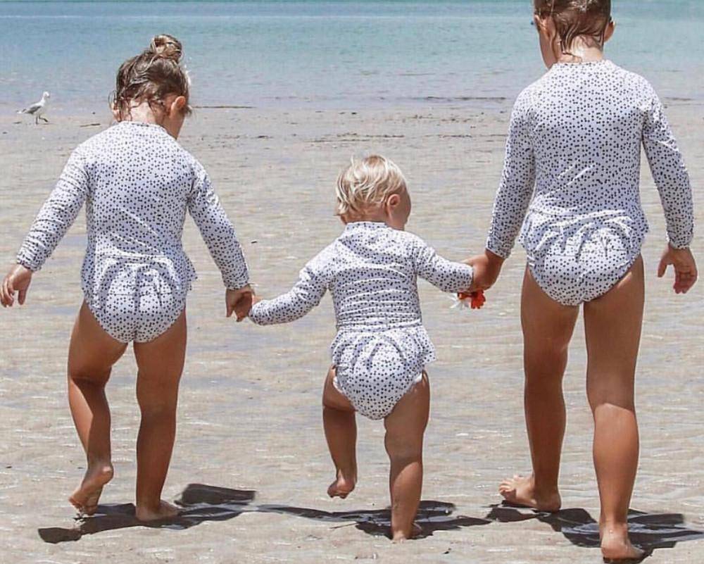 Madison Long Sleeve Girls Swimsuit - Polkadot - Laguna Lifestyle