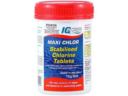 IQ Maxi Chlor Stabilised Chlorine Tablets 1kg - Pool Chemicals