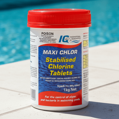 IQ Maxi Chlor Stabilised Chlorine Tablets 1kg - Pool Chemicals