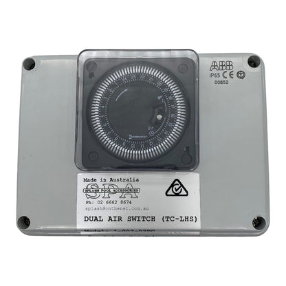 Double Outlet 10amp Air Switch Box c/w Time Clock - Air Switch Boxes
