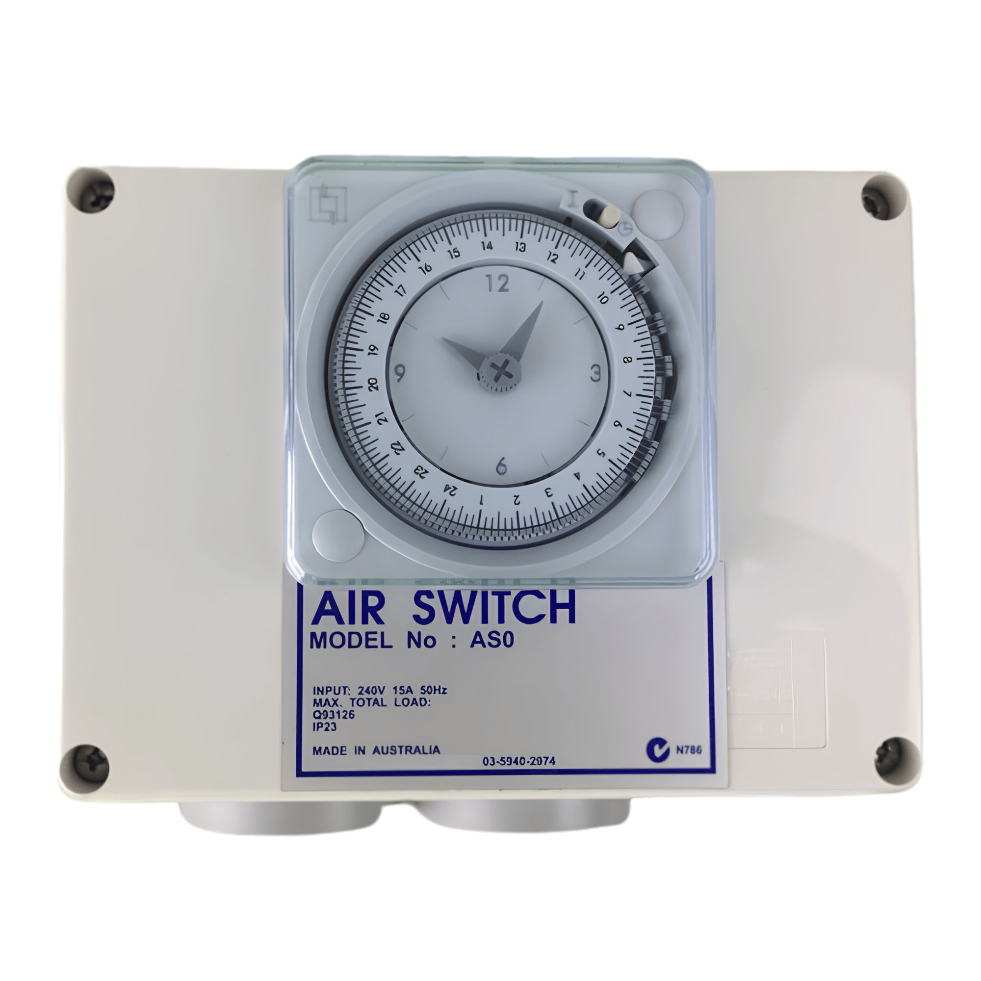 Double Outlet 15amp Air Switch Box c/w Time Clock - Air Switch Boxes