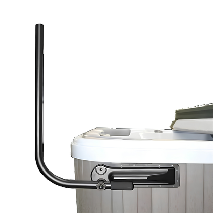 Spa with a black metal handle on a white background