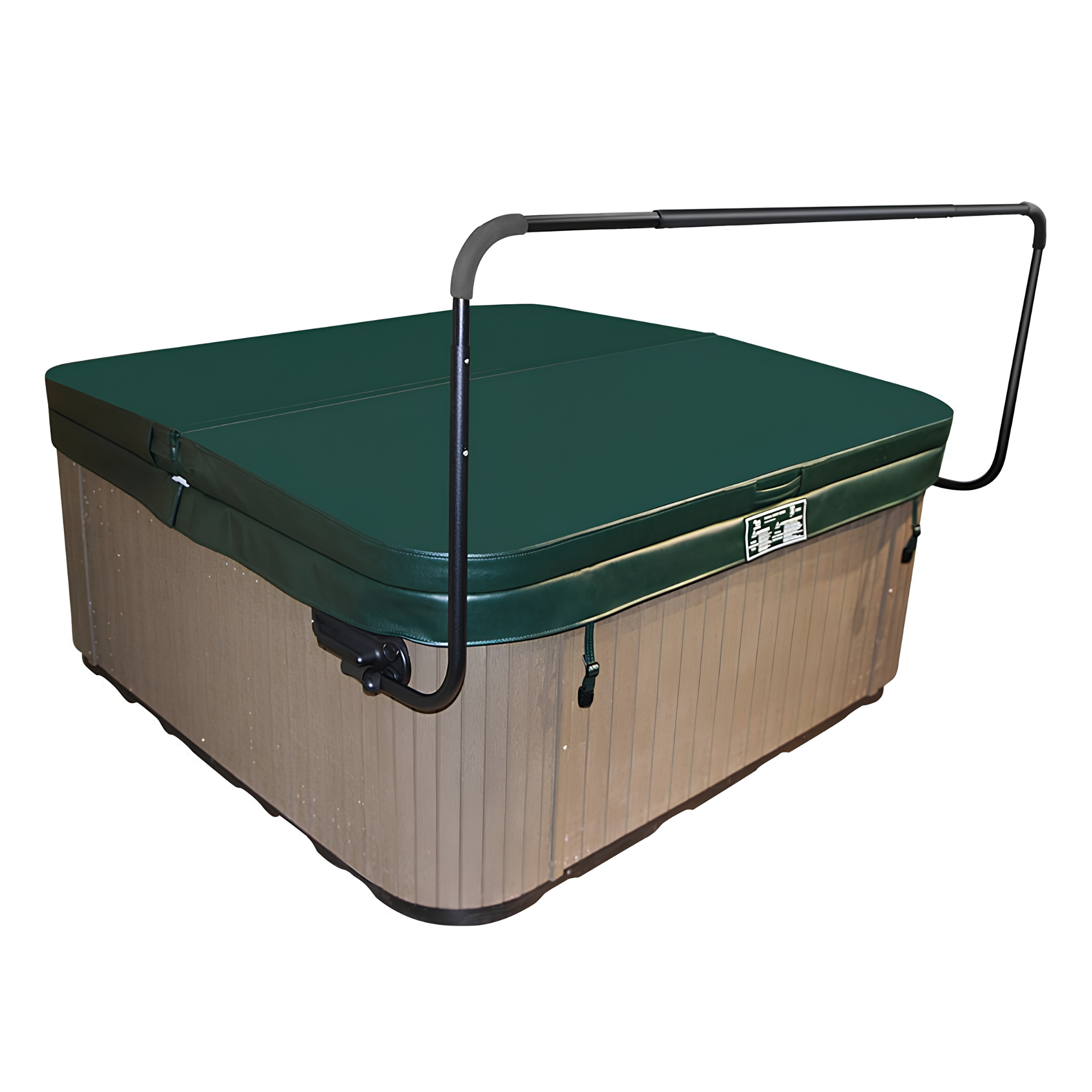 Spa with green lid and brown exterior on a white background