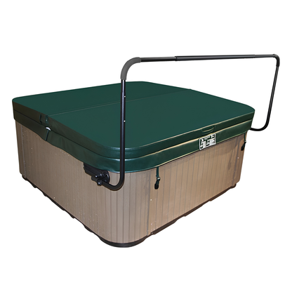 Spa with green lid and brown exterior on a white background