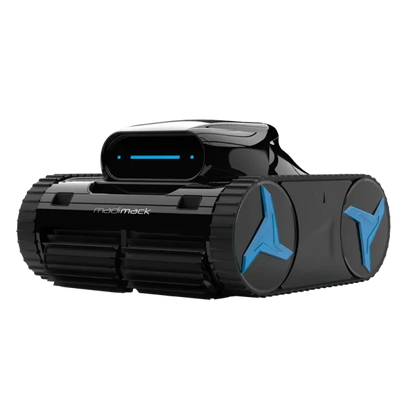 Black and blue robot pool cleaner