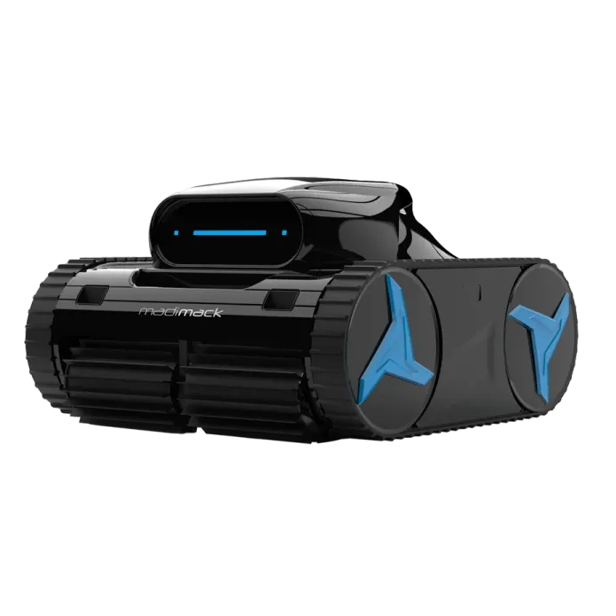Black and blue robot pool cleaner