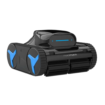 Black and blue robot pool cleaner