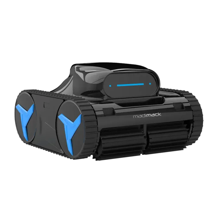 Black and blue robot pool cleaner