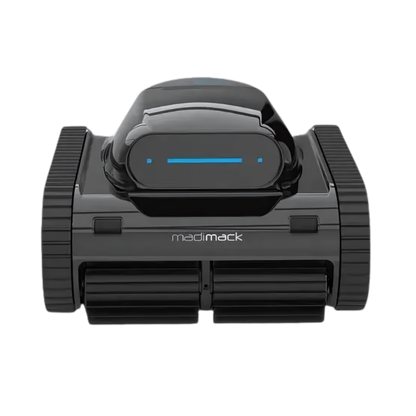 Black device with 'madi mack' branding on a white background