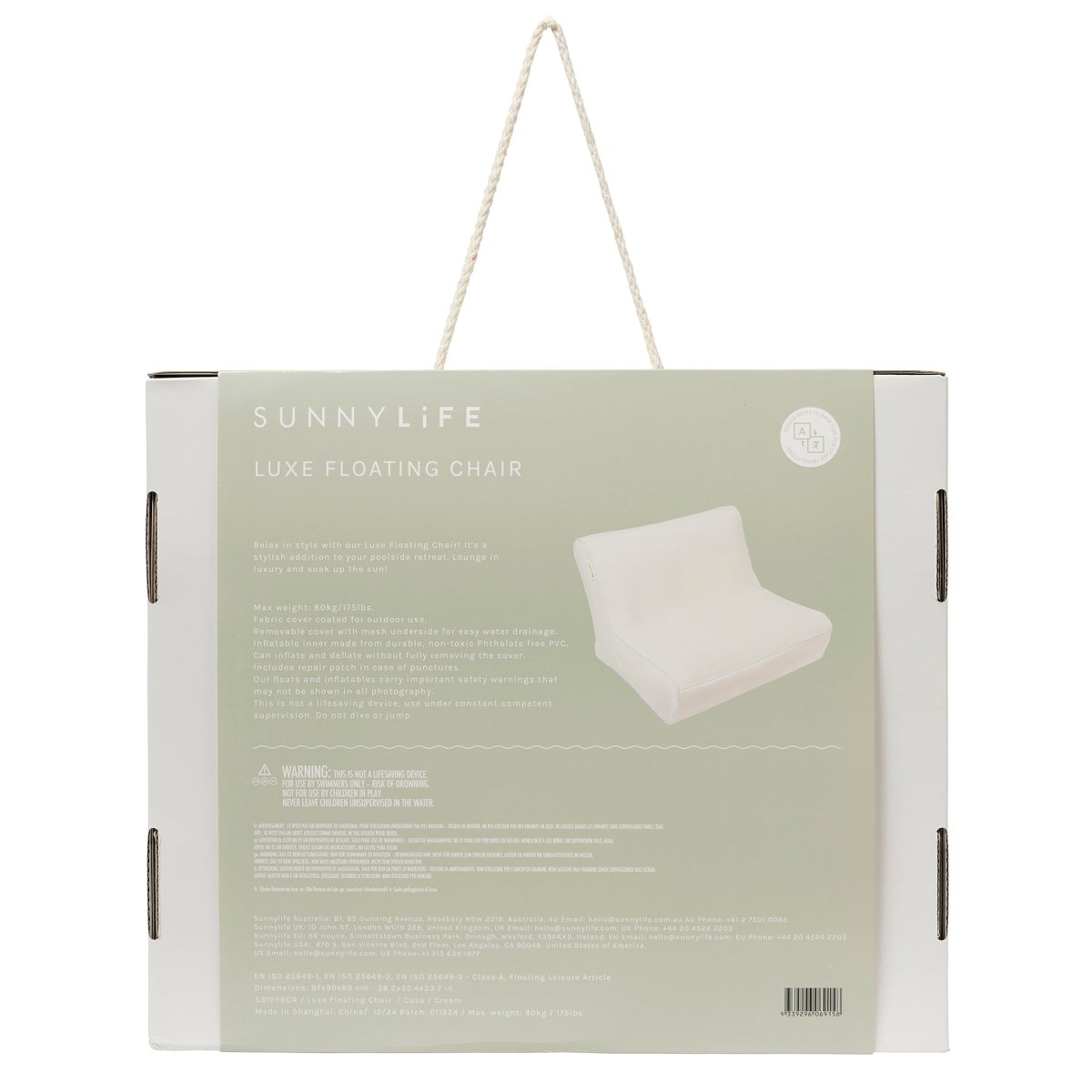 SUNNYLiFE Luxe Floating Chair - Casa Cream - Pool Floats