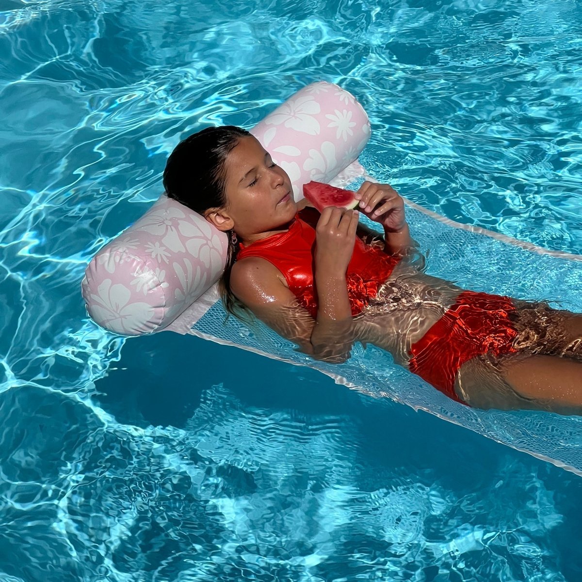SUNNYLiFE Bolster Hammock - Pink Floral - Pool Floats