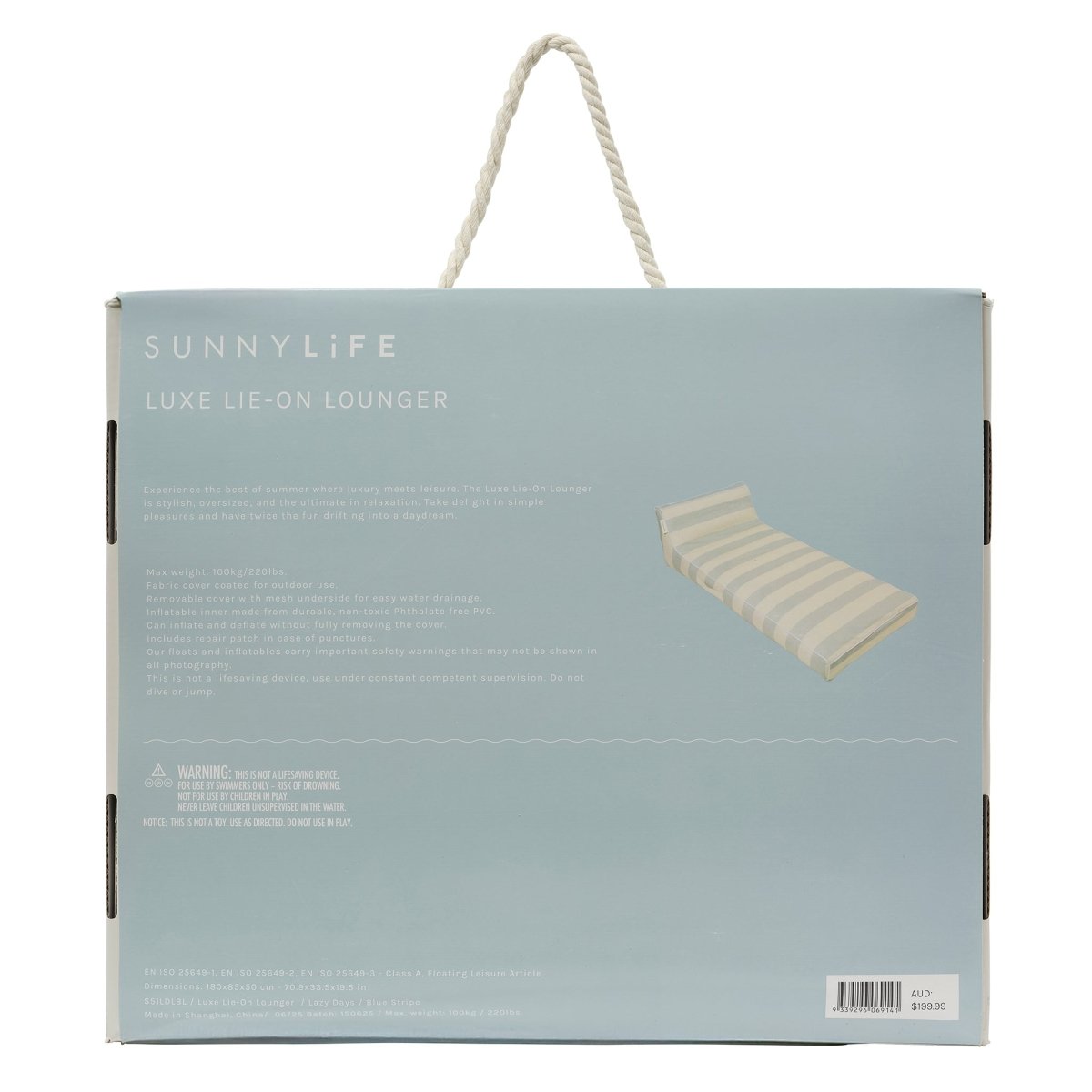 SUNNYLiFE Luxe Lie - On Lounger - Lazy Days Blue - Loungers
