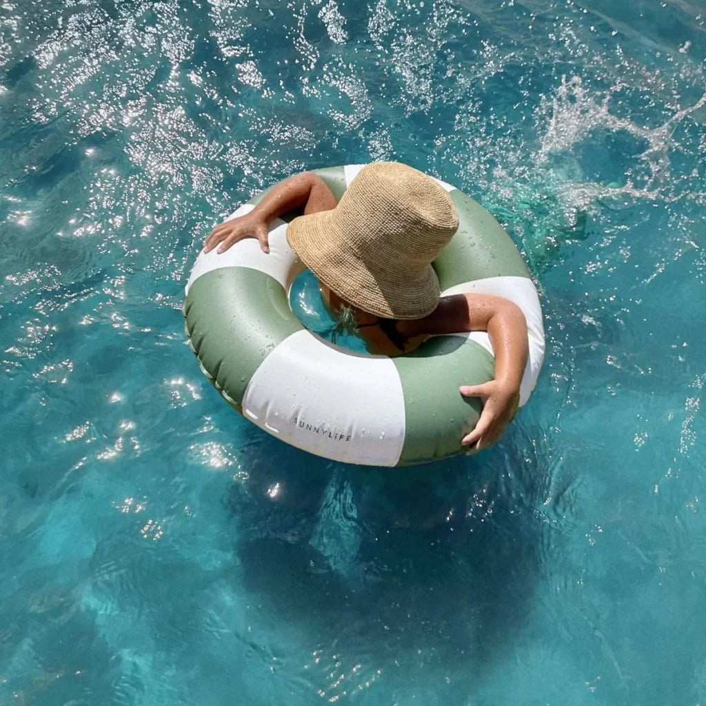 SUNNYLiFE Mini Tube Pool Ring - Olive Stripe - Kids Floats