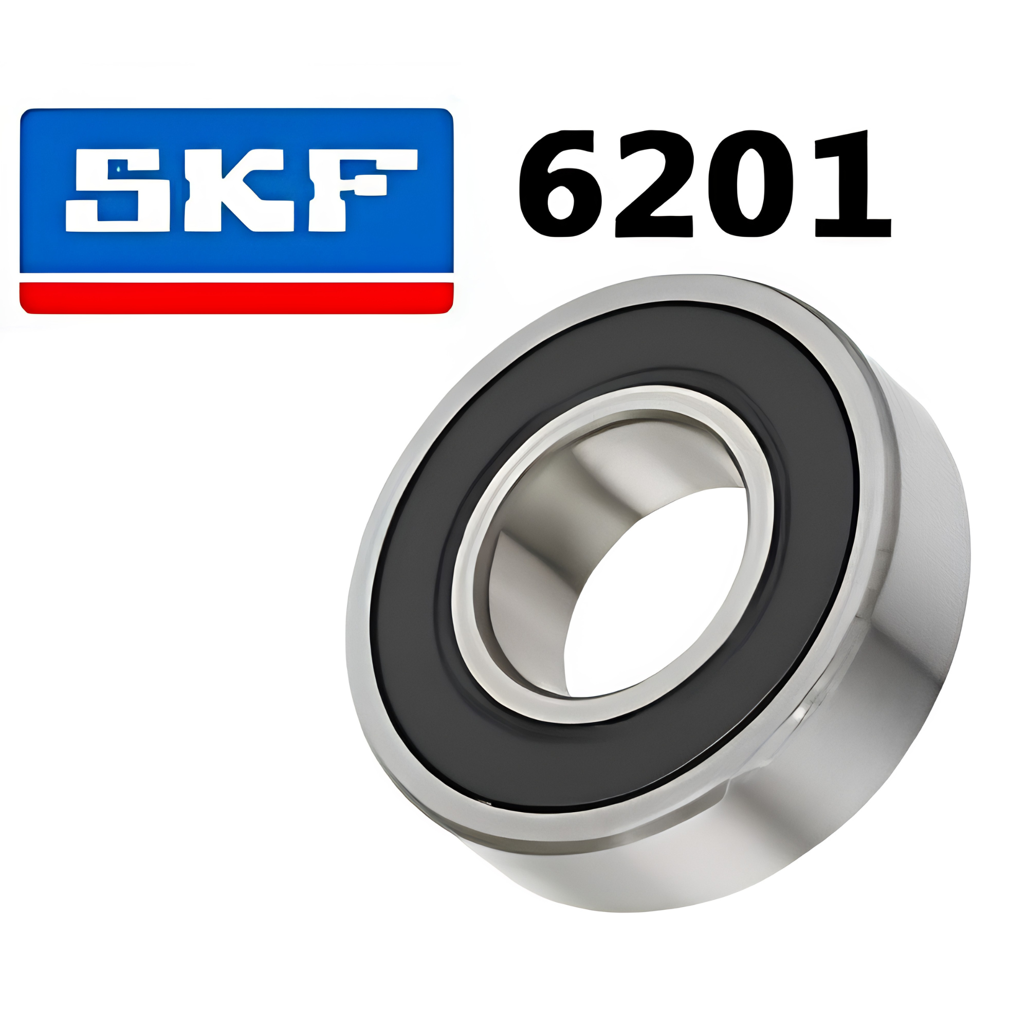 SKF bearing with part number 6201 on a white background