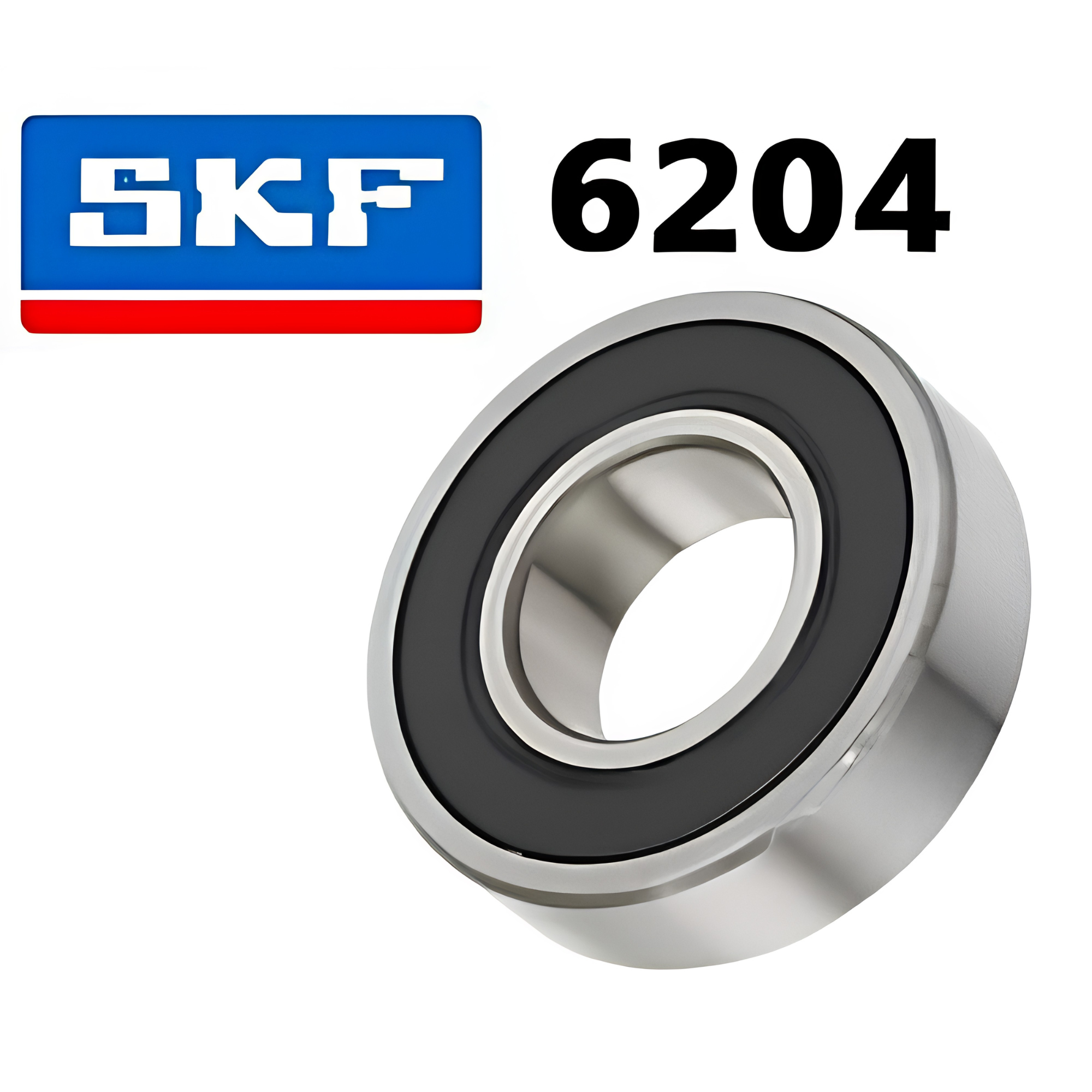 SKF bearing with part number 6204 on a white background
