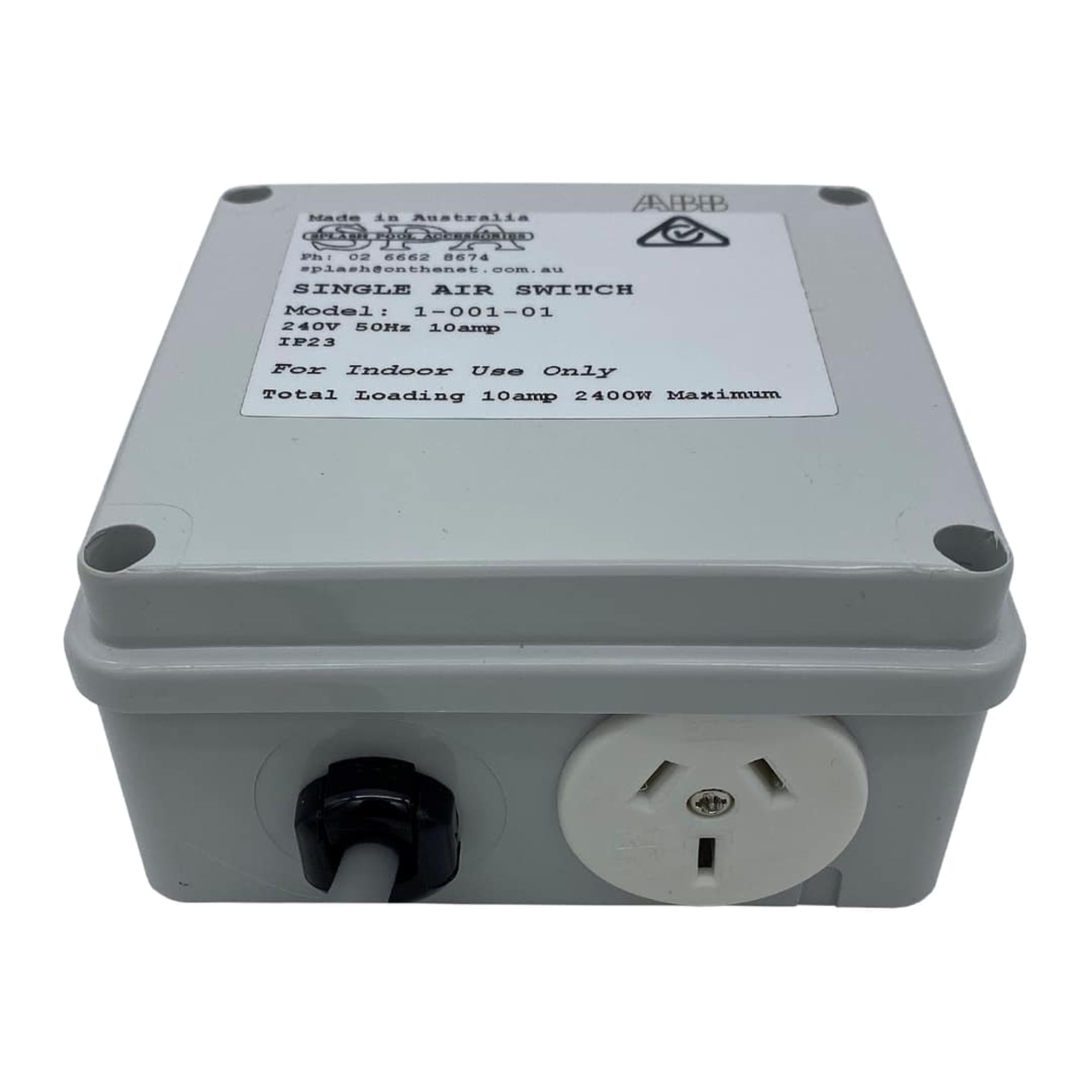 Single Outlet 10amp Air Switch Box - Air Switch Boxes