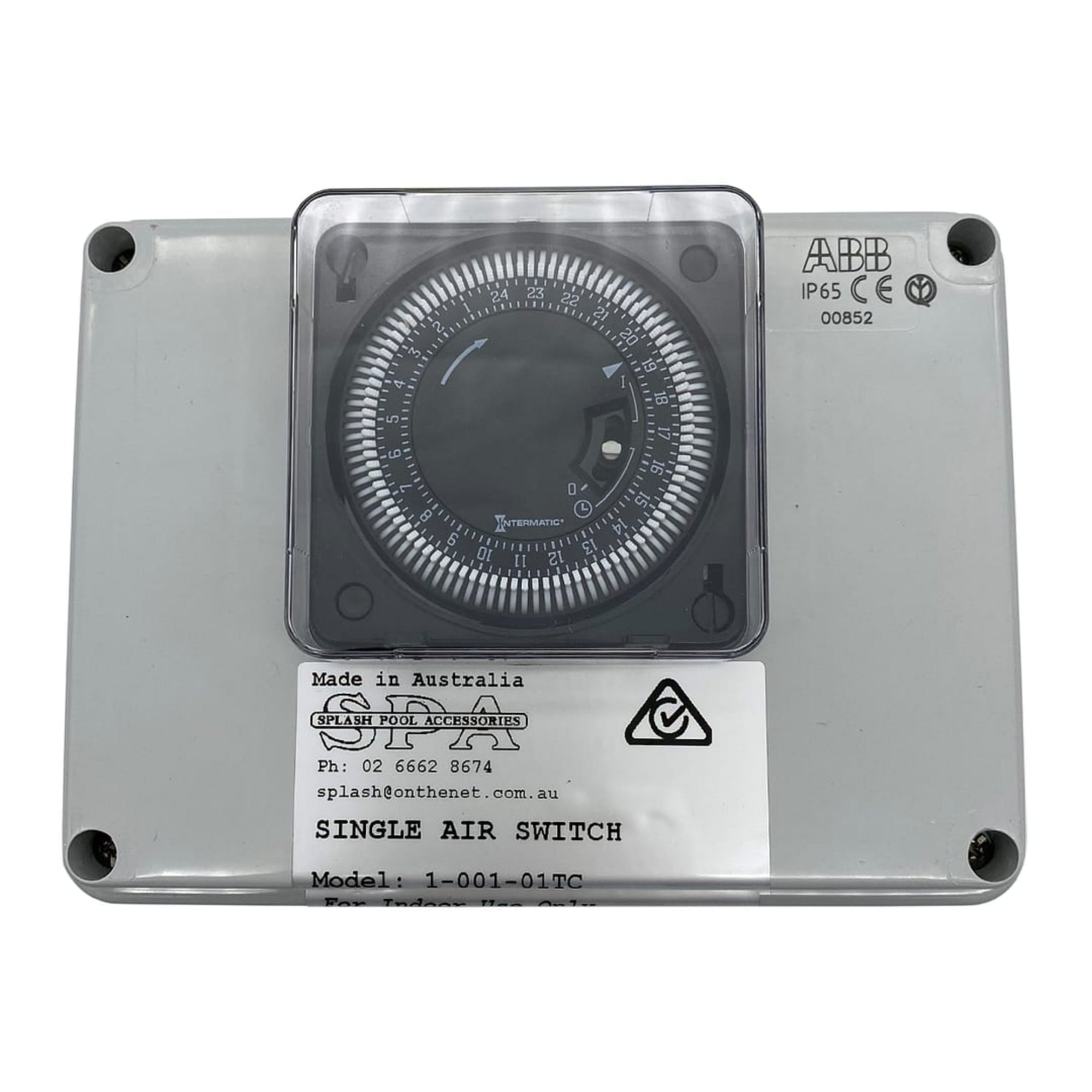 Single Outlet 10amp Air Switch Box c/w Time Clock - Air Switch Boxes