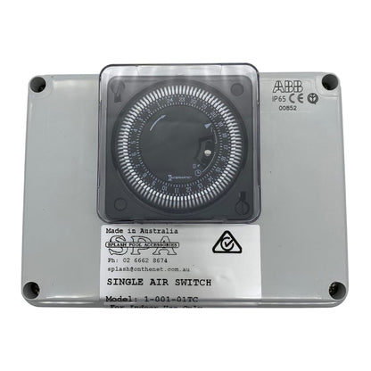 Single Outlet 10amp Air Switch Box c/w Time Clock - Air Switch Boxes