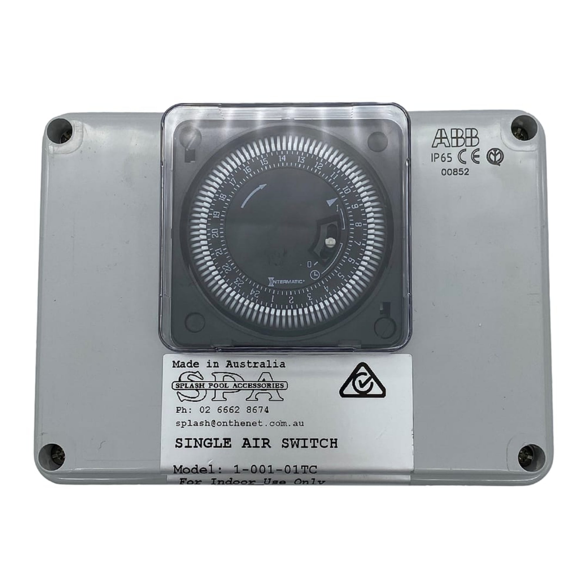Single Outlet 15amp Air Switch Box c/w Time Clock - Air Switch Boxes