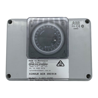 Single Outlet 15amp Air Switch Box c/w Time Clock - Air Switch Boxes
