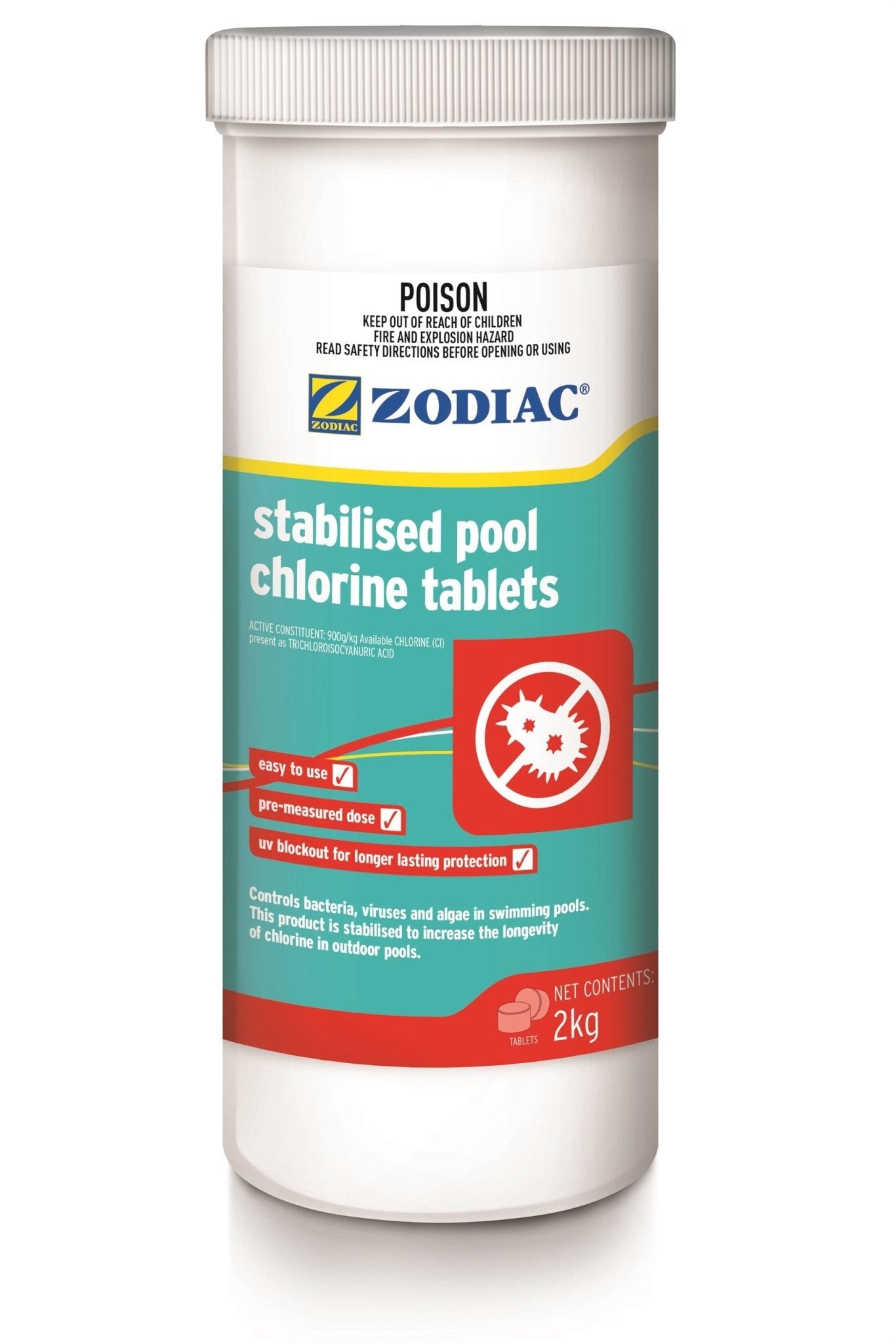 Zodiac Stabilised Pool Chlorine 2kg Tablets - Chemical Sanitisers