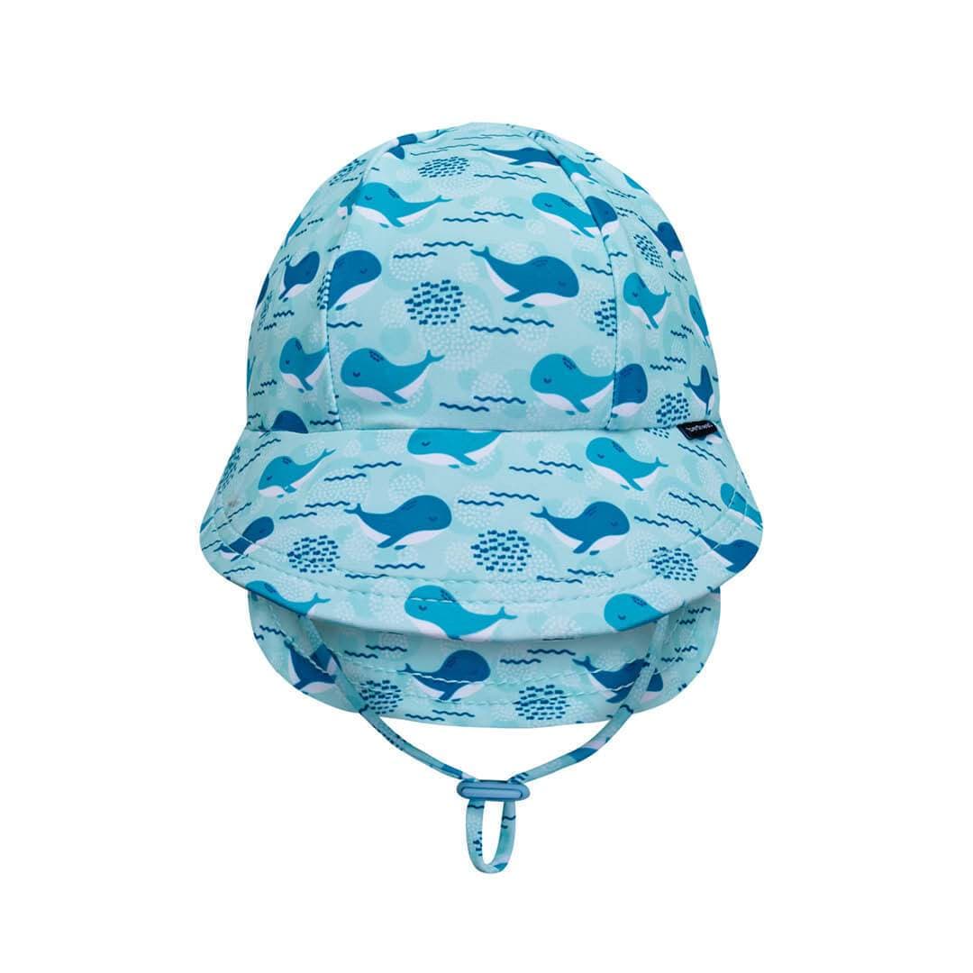 Kids Swim Legionnaire Flap Hat Hat - Whale Print - Laguna Lifestyle
