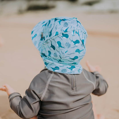 Kids Swim Legionnaire Flap Hat Hat - Whale Print - Laguna Lifestyle
