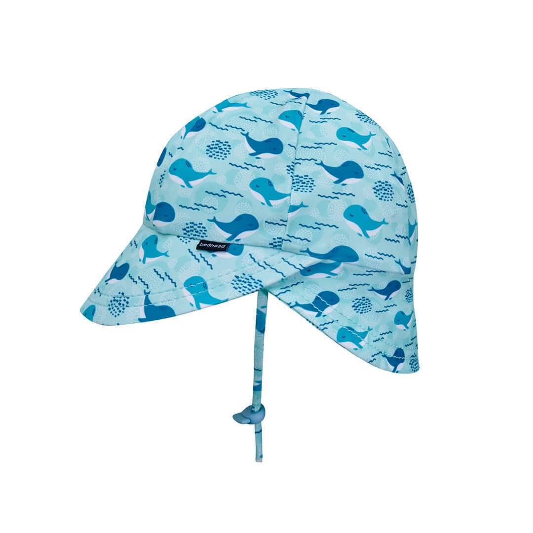 Kids Swim Legionnaire Flap Hat Hat - Whale Print - Laguna Lifestyle