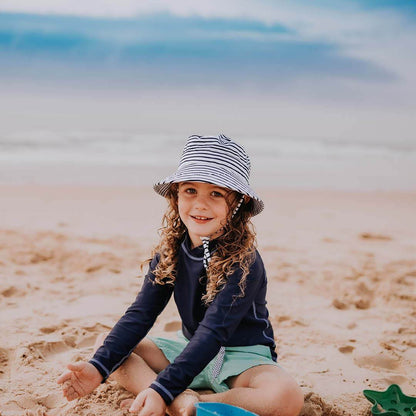 Bedhead Hat Kids Swim Bucket Hat - Navy Stripe