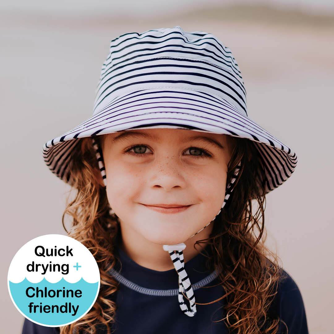 Bedhead Hat Kids Swim Bucket Hat - Navy Stripe