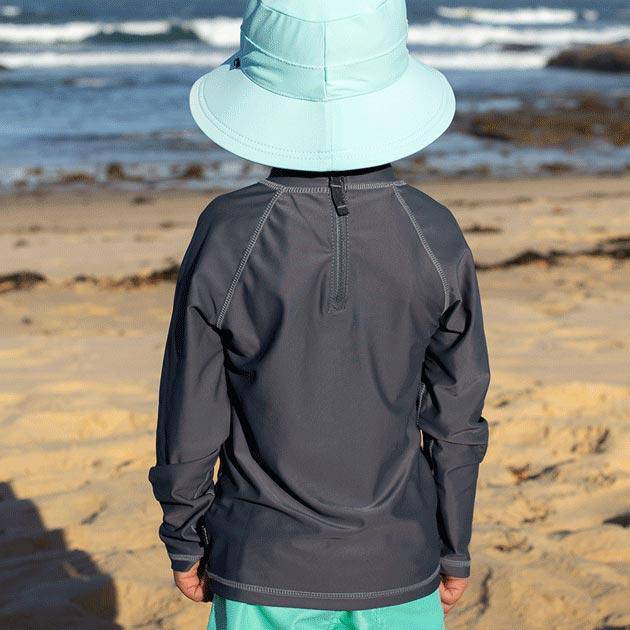 Kids Zip Up UPF50+ Rash Vest - Slate - Laguna Lifestyle