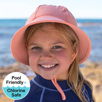 Kids Swim Ponytail Bucket Hat - Peach - Laguna Lifestyle