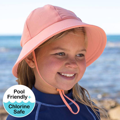 Kids Swim Ponytail Bucket Hat - Peach - Laguna Lifestyle